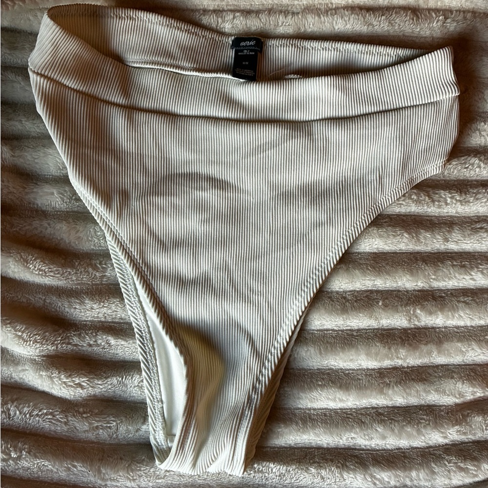 Aerie Cream Ribbed Bikini Bottom